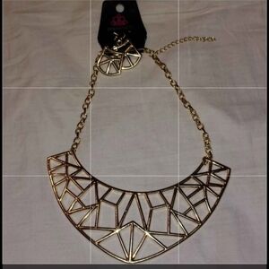 New! Vintage Chic Bib Necklace and Earrings Aztec Gold